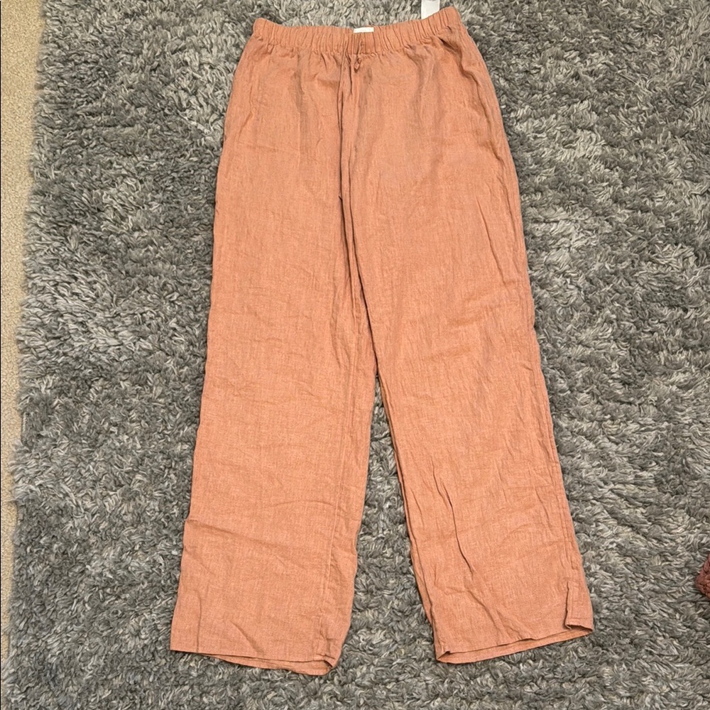 Aritzia Peach Linen Pants
